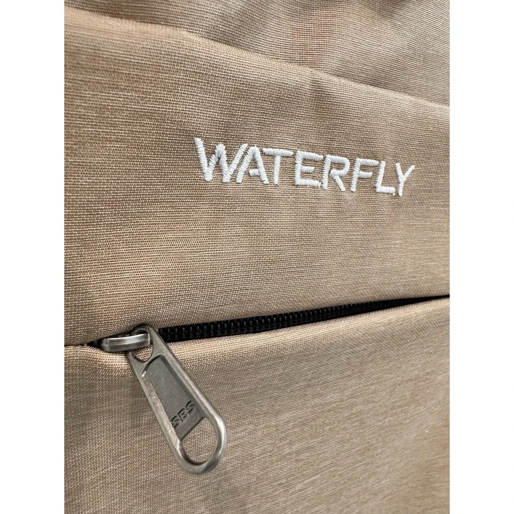 WATERFLY Crossbody Sling‎ Bag Tan Travel Anti Theft Style Multi Pocket NWT